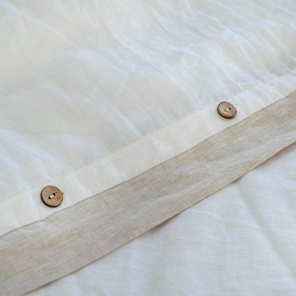 Sweet Palms-100% French Linen European Style Duvet Cover Set (White, Queen Size) - Picture 6 of 7